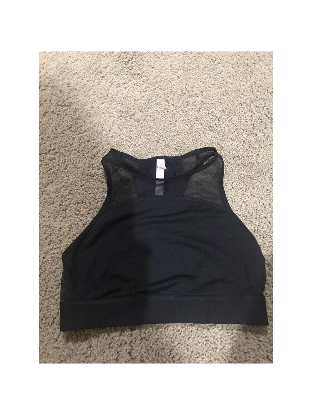 PINK by Victoria Secret black Sport Bra with Mesh / racer back S SMALL black